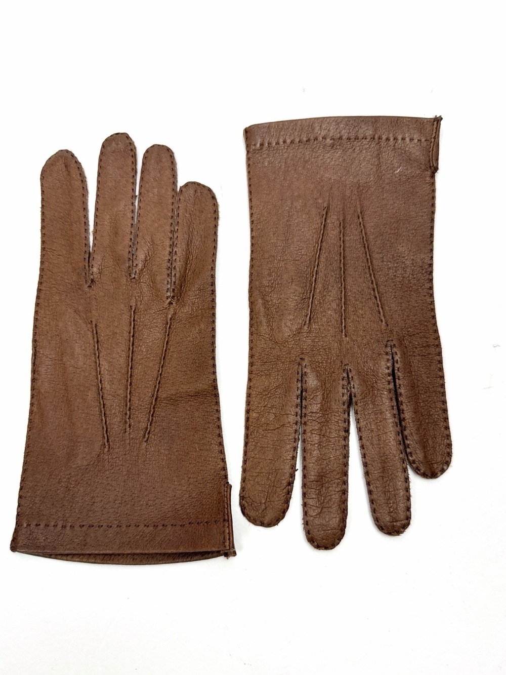 Men's Pigskin Leather Gloves Unlined Cognac Brown sz 8 Shalimar Romania Vintage